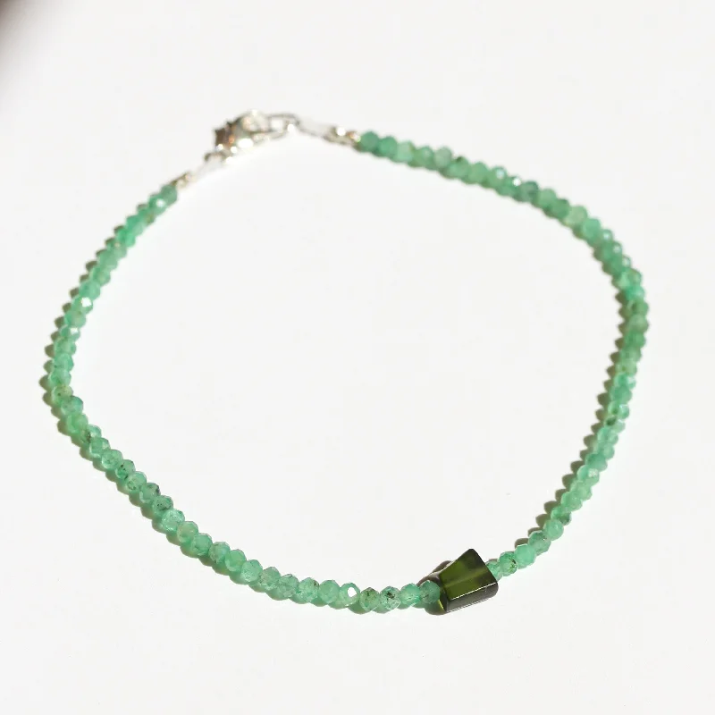 chunky bangles for women -Emerald + Tourmaline Bracelet