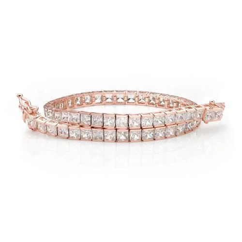 gemstone bangles for women -Princess Cut tennis bracelet with 10.26 carats* of diamond simulants in 10 carat rose gold