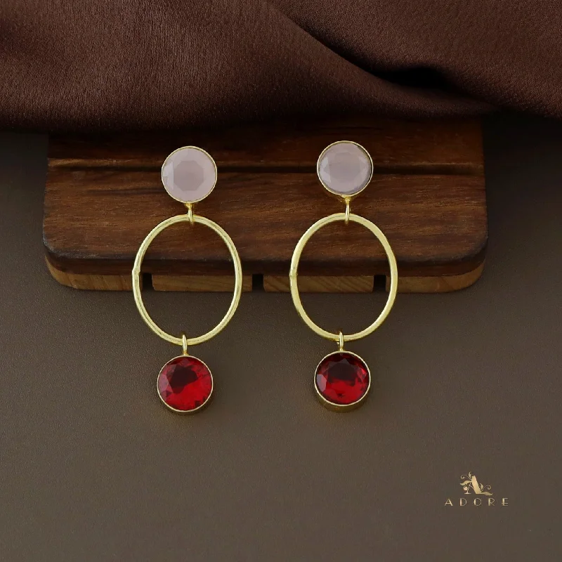 elegant gold earrings for women -Rumi Glossy Twin Circle Golden Oval Earring