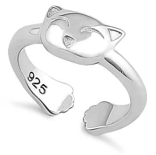 bridal set rings for women -Sterling Silver Kitty Cat Toe Ring