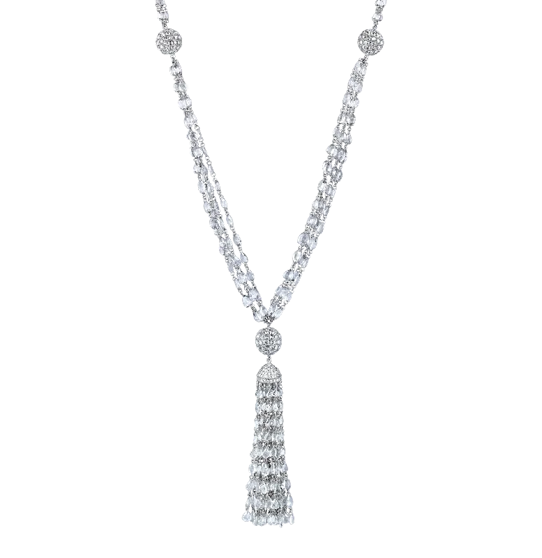 women’s pearl pendants -Diamond Tassel Necklace, 53.94 carats