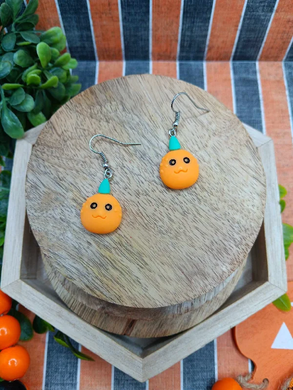 elegant pearl earrings for women -Orange Pumpkin Earrings