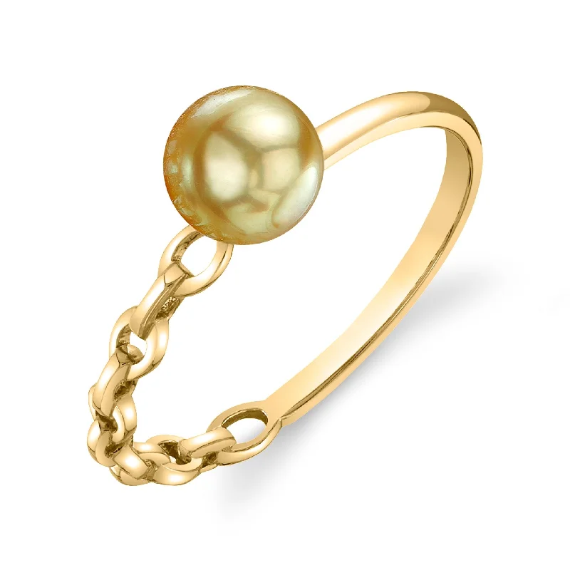 luxury diamond rings for women -Golden South Sea Pearl Daphne Ring