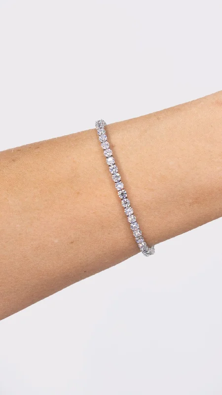 luxury pearl bracelets for women -7.08ct F+ VS+ Lab Diamond Tennis Bracelet 14k White Gold