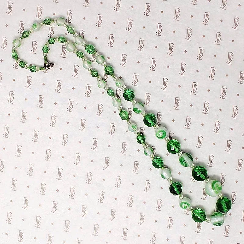 matching necklaces for women -Fresh & Vivid Green Glass Bead Necklace