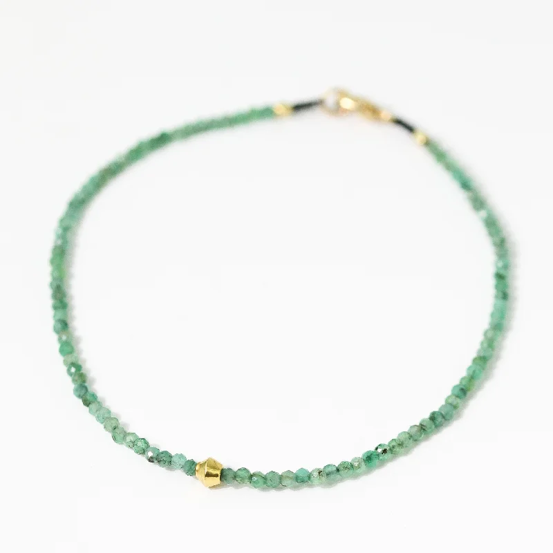 women’s personalized gold bracelets -Emerald + 18k Bracelet No.31