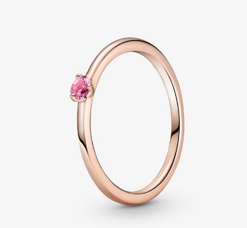 stacked rings for women -Pandora Rose Pink Solitaire CZ Ring