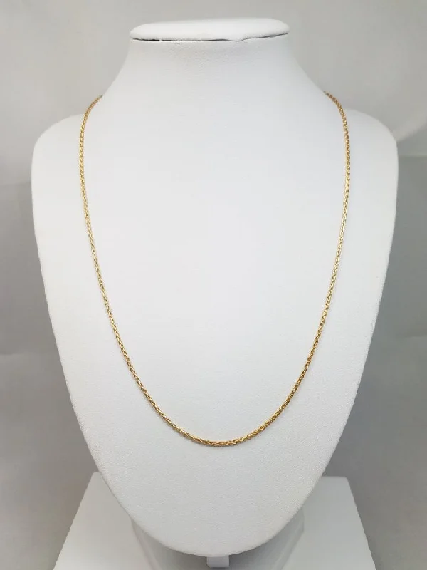 hand-crafted gold necklaces for women -Brilliant 20" Solid 14k Yellow Gold Round Wheat Chain Necklace