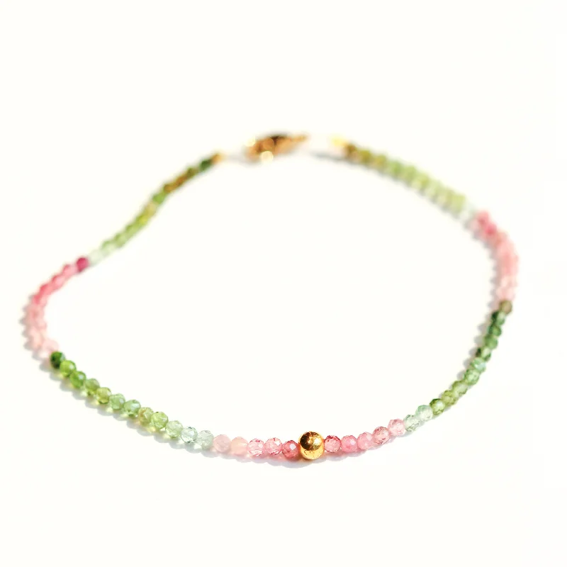 chunky bracelets for women -Watermelon Tourmaline & 18k Bracelet No. 127