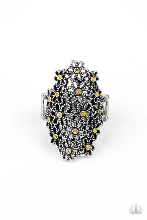 geometric rings for women -You're A Sunflower Yellow Ring