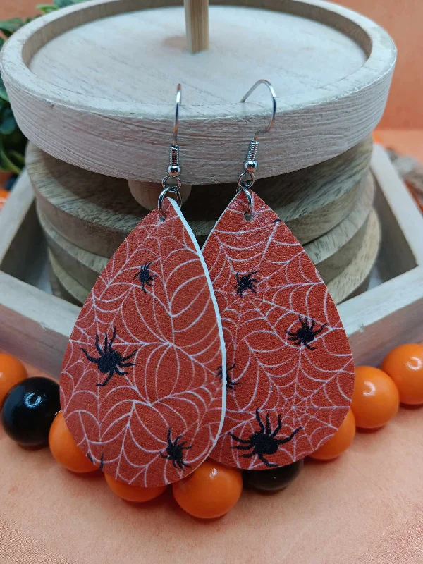 women’s bridal earrings -Orange Spider Web Earrings