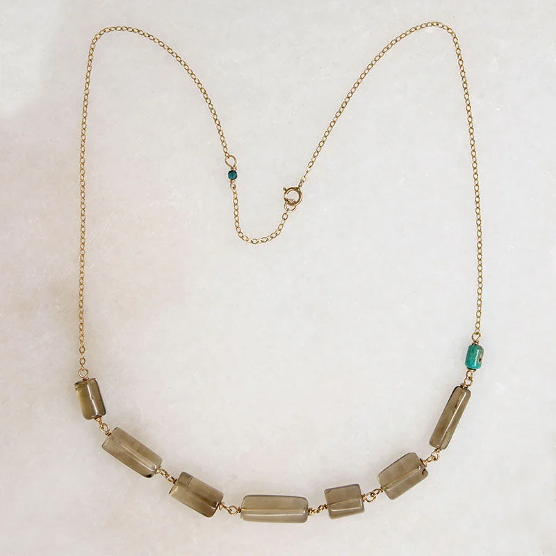 stunning statement necklaces for women -Subtle Smoky Quartz & Turquoise Necklace by Brin