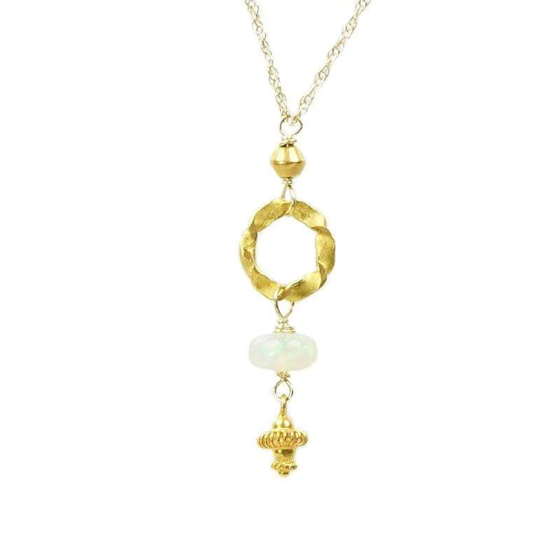 gold necklaces for women -Twisted O Necklace with Opal by brunet