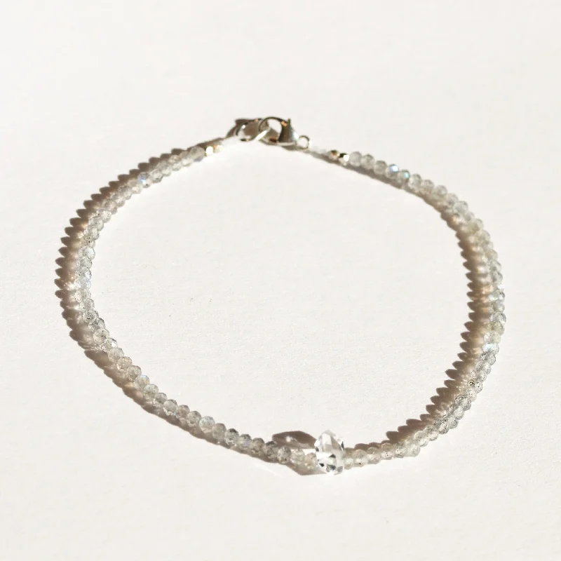 premium bangles for women -Labradorite + Herkimer Bracelet