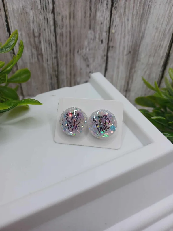 simple earrings for women -Grow in Faith Glitter Earrings