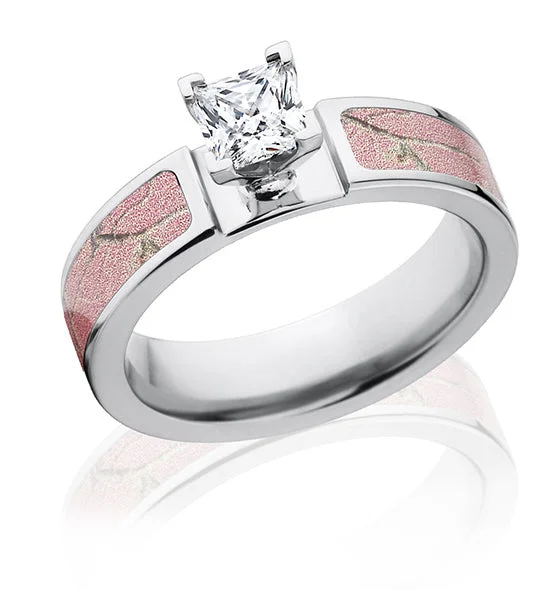 statement engagement rings -Realtree AP Pink Engagement Ring - 1 CT