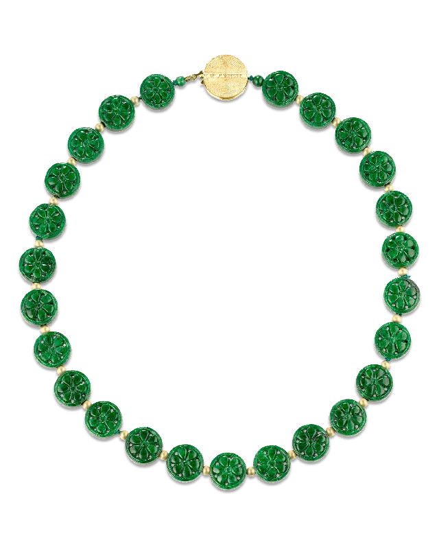 vintage necklaces for women -Natural Jade Button Necklace