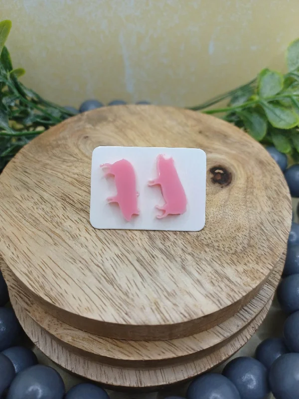 elegant dangle earrings for women -Pink Pig Acrylic Earrings