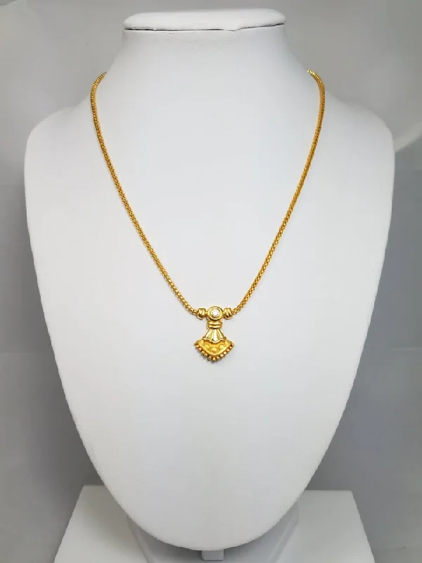 wedding necklaces for women -Superior 16" Solid 22k Yellow Gold Cubic Zirconia Fancy Link Chain Necklace