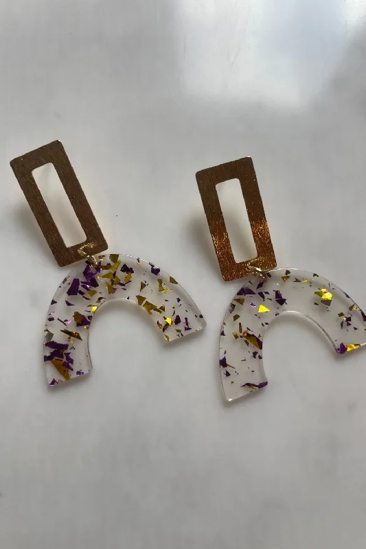 chunky earrings for women -SADIE DROP EARRINGS | PURPLE & GOLD