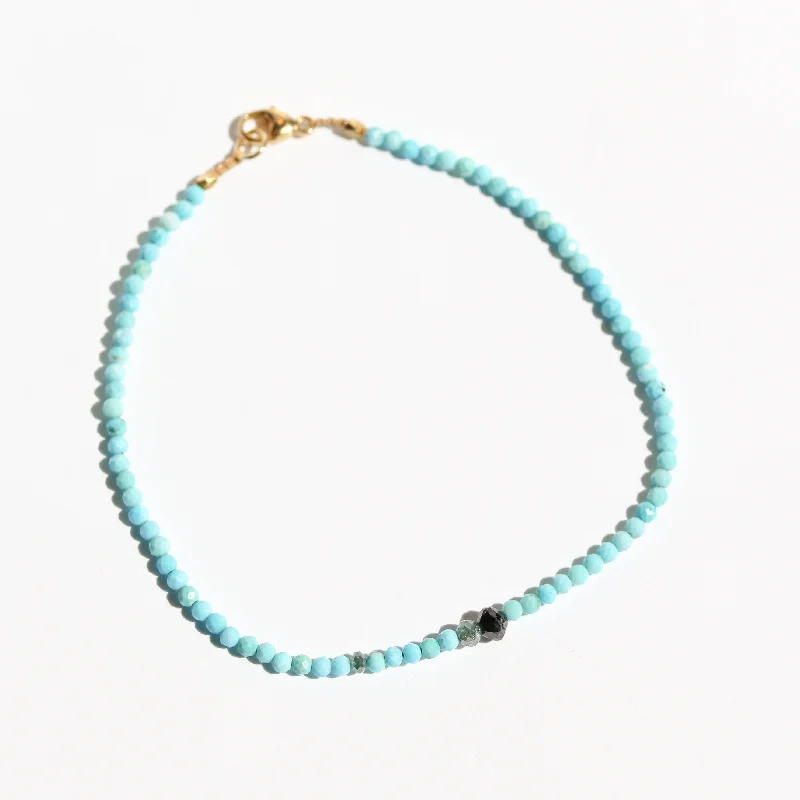 trendy charm bracelets -Turquoise + Diamond Bracelet no. 74