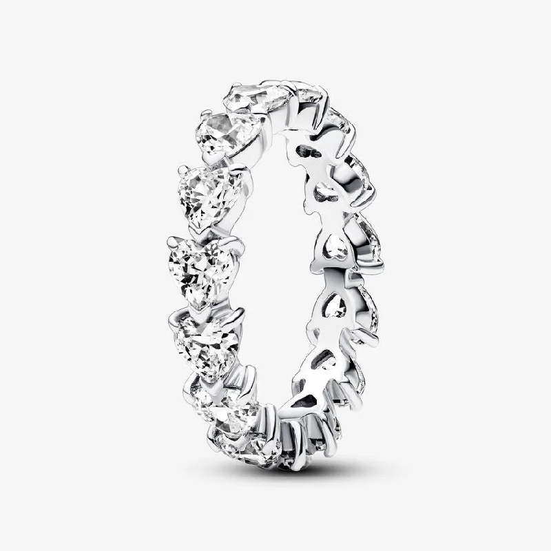 luxury gemstone rings for women -Row of Hearts Eternity Ring