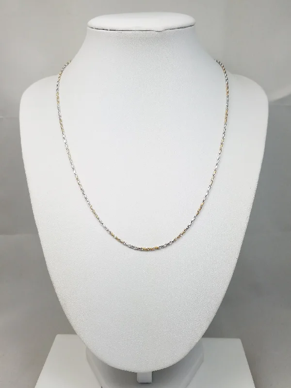 diamond necklaces for women -Jazzy 18" Solid 14k Two Tone Gold Diamond Cut Rope Chain Necklace