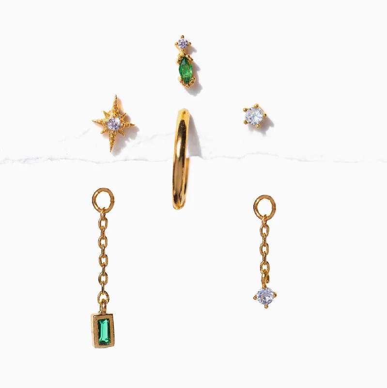 gold stud earrings for women -Emerald Dreamscape Interchangeable Earring Set