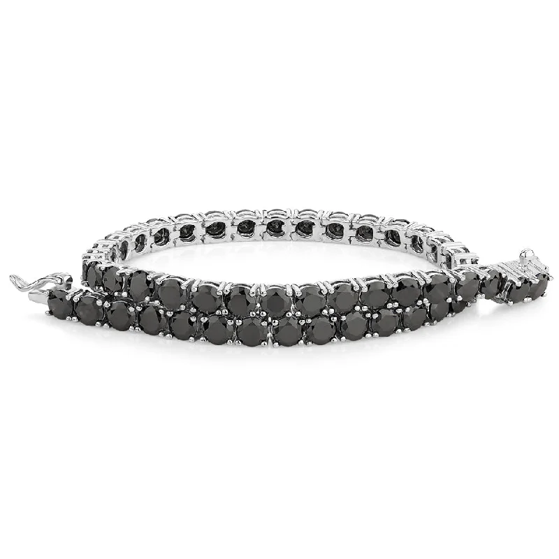 elegant stacking bracelets -Round Brilliant tennis bracelet with 12 carats* of diamond simulants in sterling silver