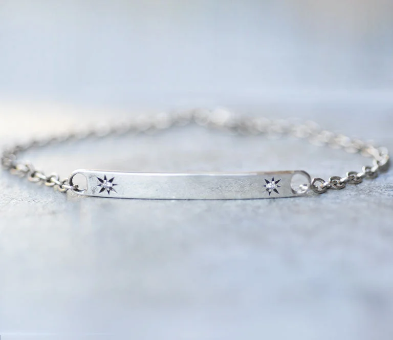 bangle and bracelet sets -14K Celestial Stars Double Diamond Bracelet