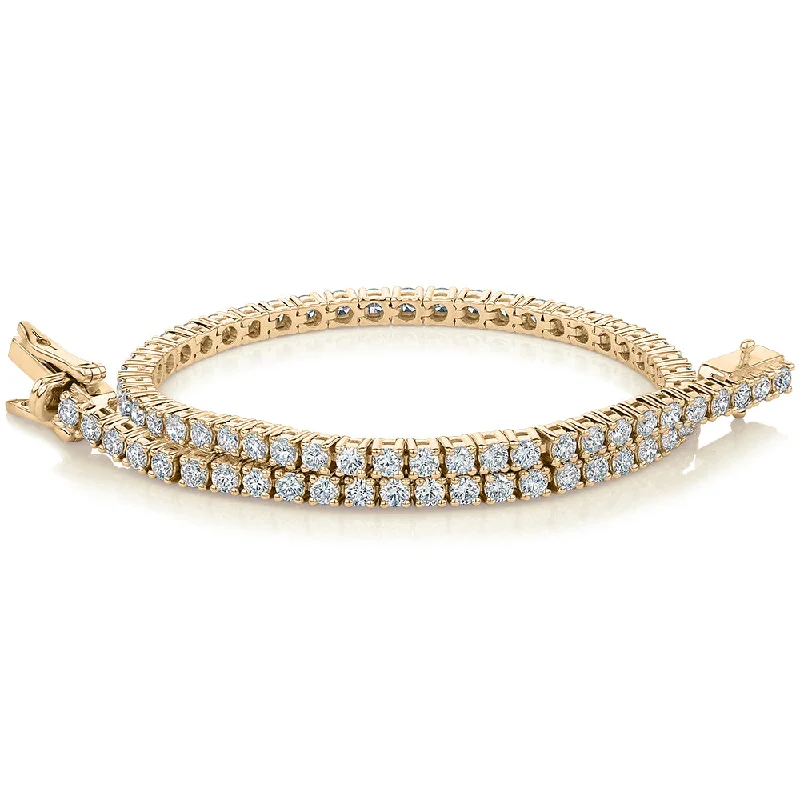 trendy bangles for women -Signature Simulant Diamond 3 carat* TW round brilliant tennis bracelet in 10 carat yellow gold