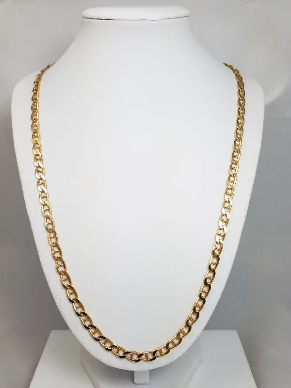 diamond heart necklaces for women -Sporty 23.5" Solid 14k Yellow Gold Mariners Link Chain Necklace Italy