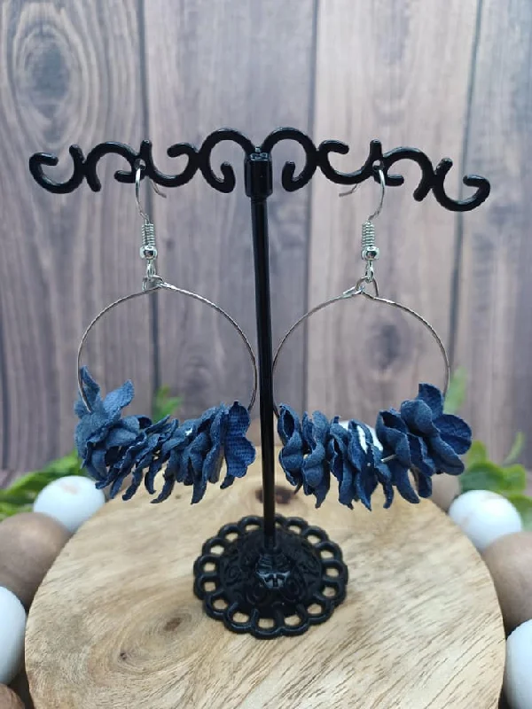 dangle earrings for women -Blue Flower Earrings