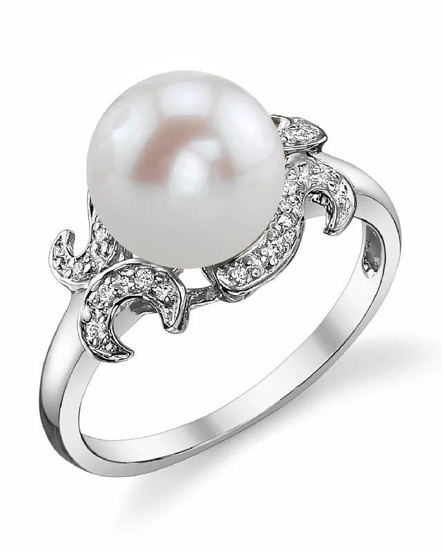 chunky rings for women -Freshwater Pearl & Diamond Crown Jewel Ring