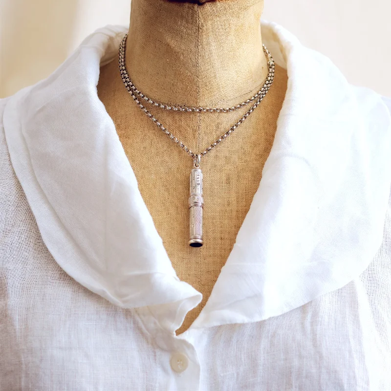 layered necklaces for women -Date 1896 Mordan & Co Silver Pencil Holder & Chain