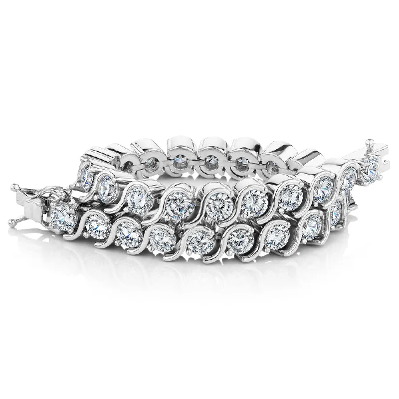 slim bangles for women -Round Brilliant tennis bracelet with 13.80 carats* of diamond simulants in sterling silver