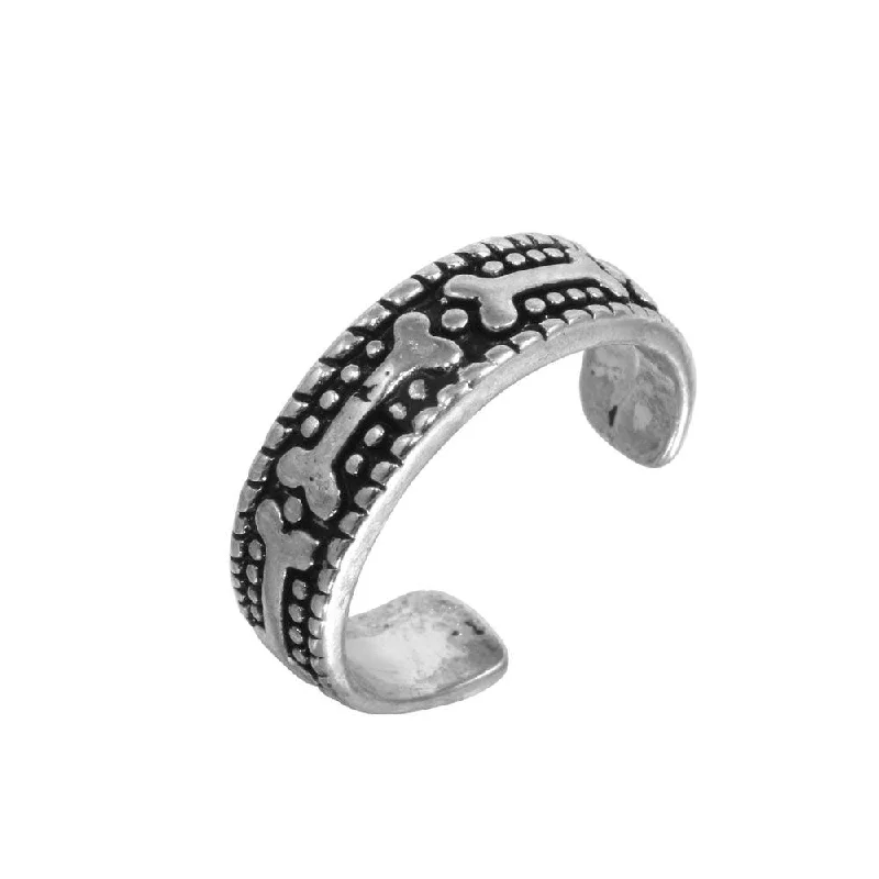 statement rings for women -Oxidized 925 Sterling Silver Dog Bone Design Toe Ring - TR299-A