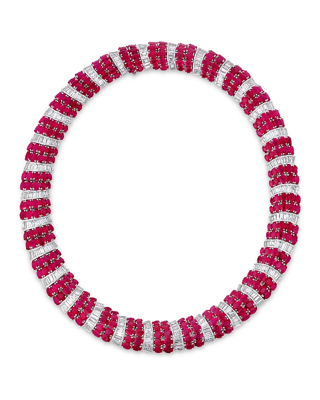 double chain necklaces for women -Burma Ruby and Diamond Necklace