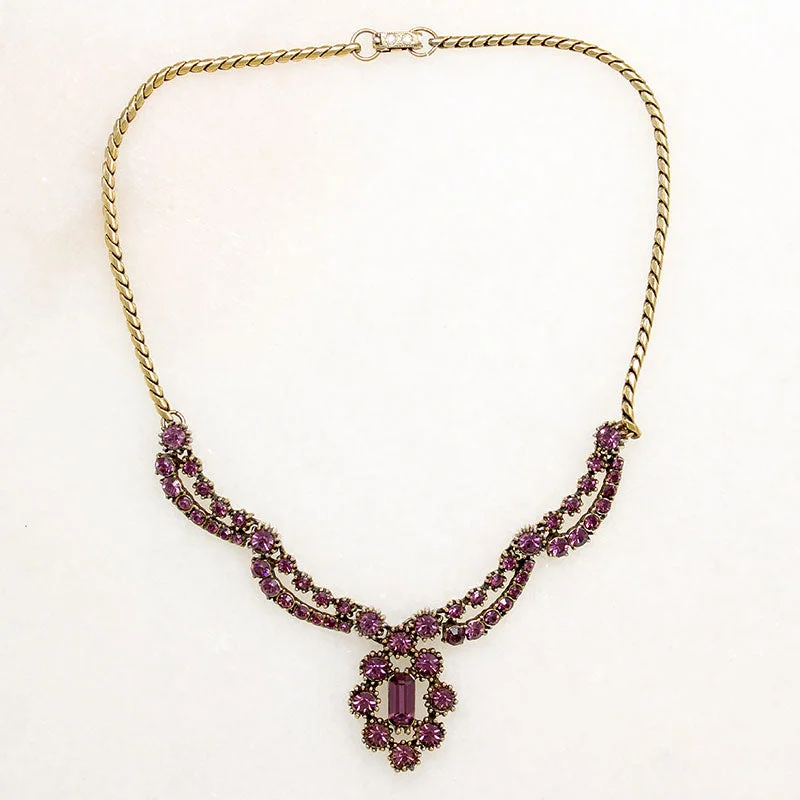 elegant pendant necklaces for women -Sassy Purple Rhinestone Costume Necklace