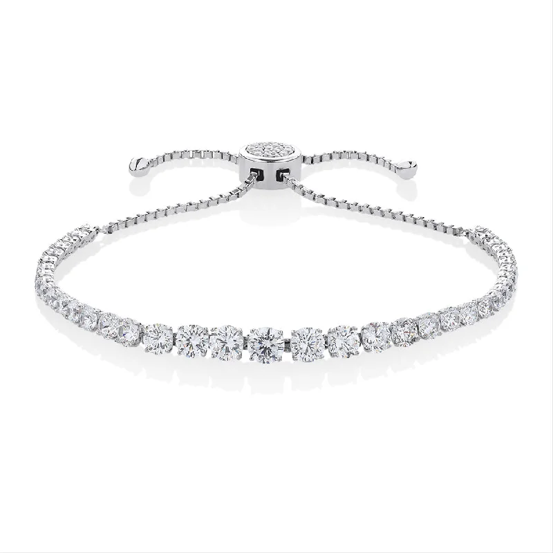 gemstone bracelets for women -Slider bracelet with 5.97 carats* of diamond simulants in sterling silver