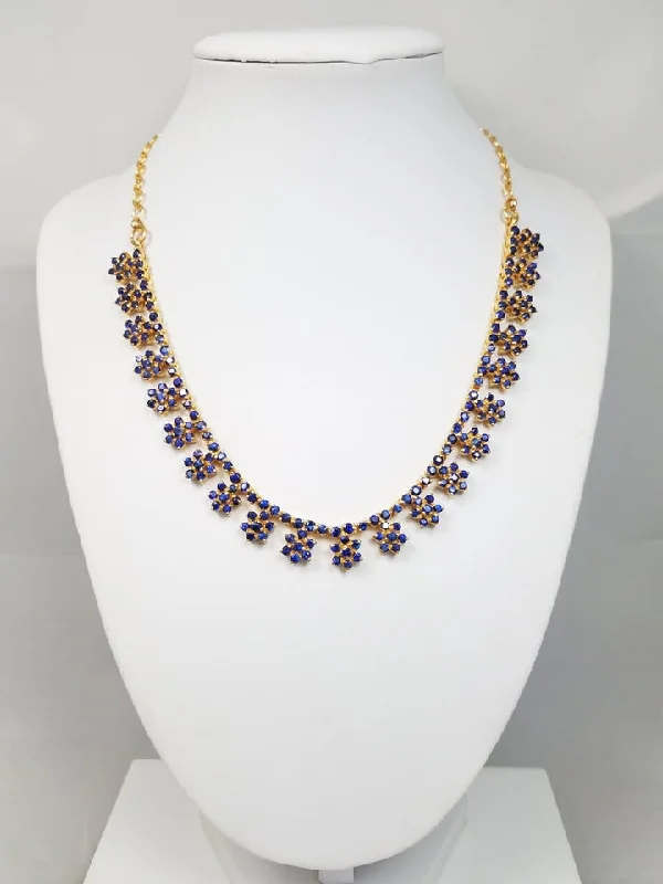 crystal necklaces for women -Opulent 22k Yellow Gold Lab Created Blue Gem Necklace