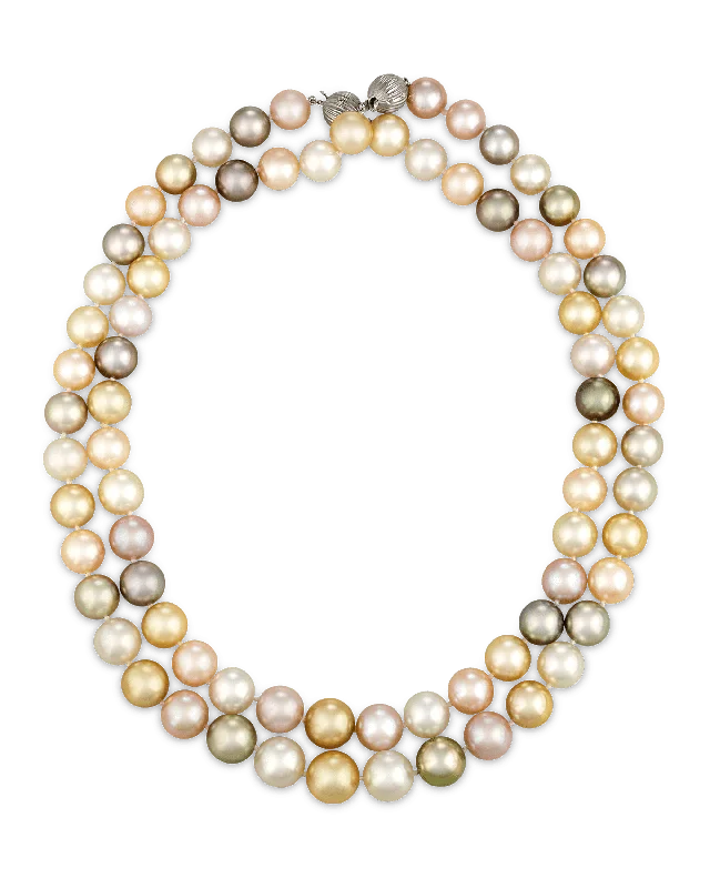 vintage gold necklaces for women -Convertible Multi-color South Sea Pearl Necklace