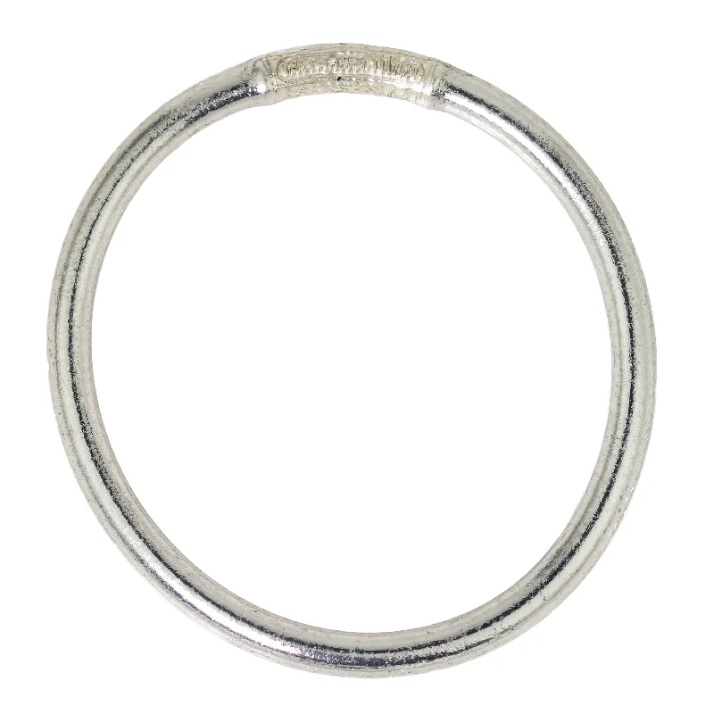 leather bracelets for women -Silver Love & Luck Mantra Bangle