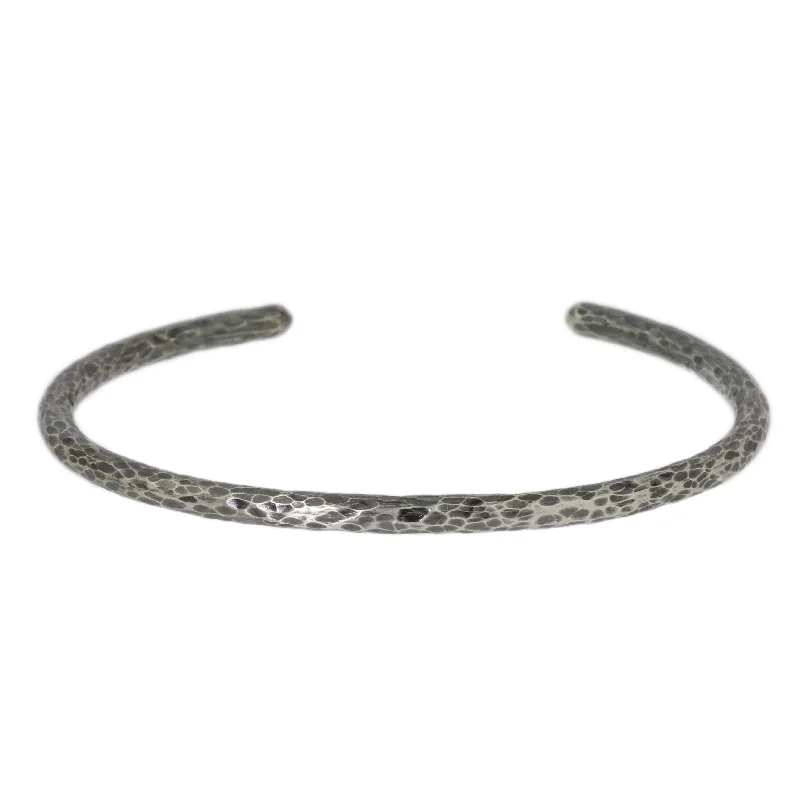 women’s charm bangles -Heavy Hammered T-Shirt Cuff Bracelet