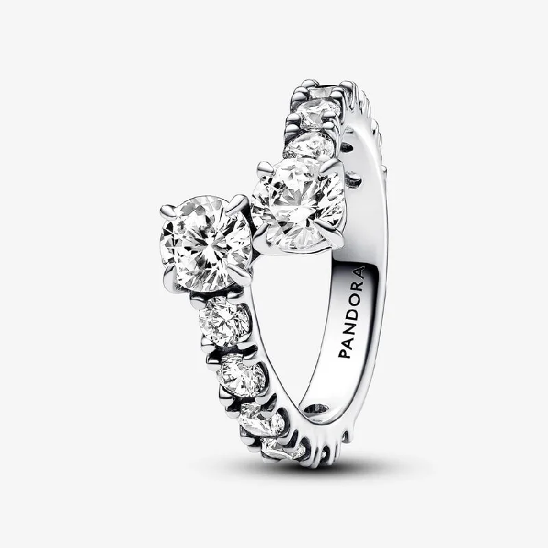 women’s wedding bands and rings -Sparkling Overlapping Band Ring