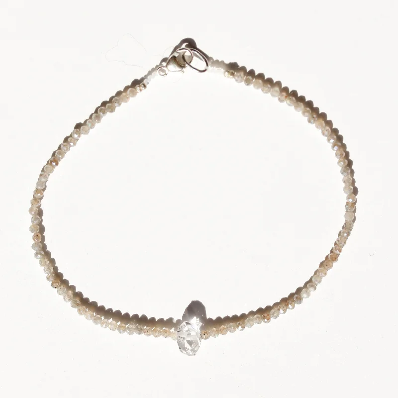 charm bracelets for women -Mystic Moonstone + Herkimer Bracelet No.61