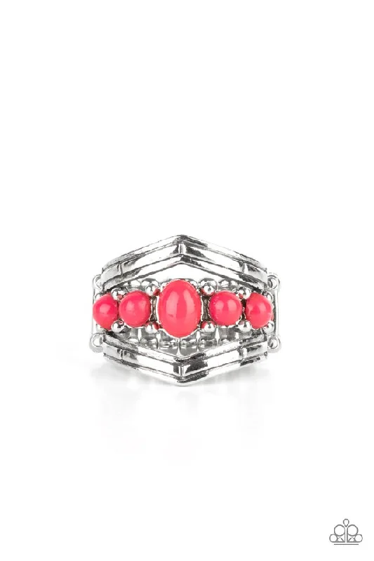 silver rings for women -Show-Stopping Chevron Pink Ring