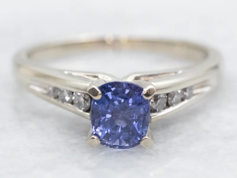 princess cut diamond engagement rings -Modern Sapphire and Diamond Engagement Ring