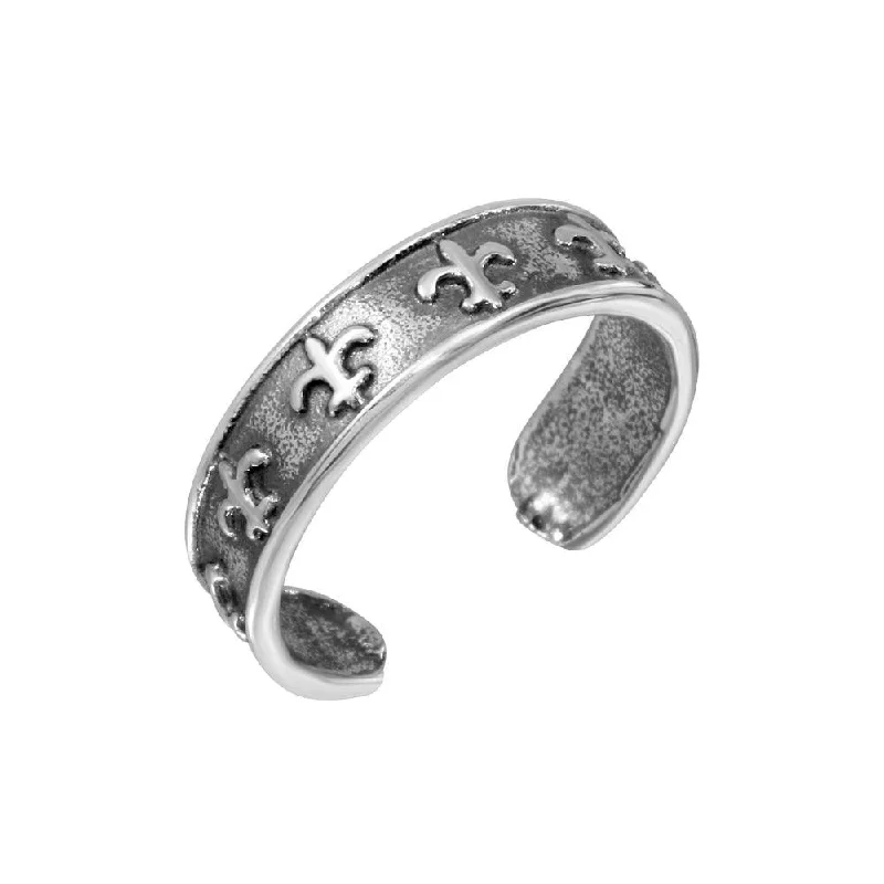 fashion rings for women -Silver 925 Fleur De Lis Crest Adjustable Toe Ring - TR202-A