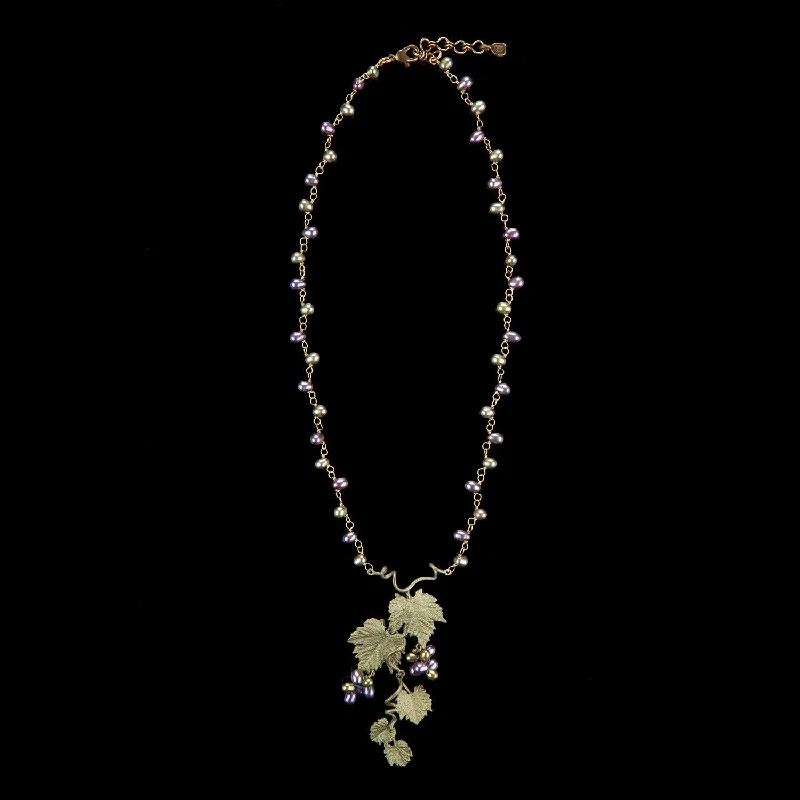 gemstone necklaces for women -Grape Vines Necklace - Single Pearl